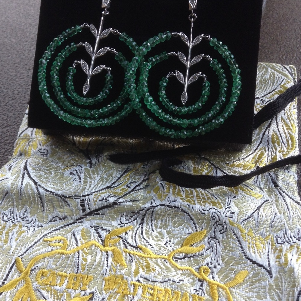 Cathy Waterman Vintage Emerald Platinum Earrings